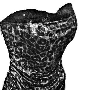 NWOT Metallic Animal Print Top w/Black Sequins